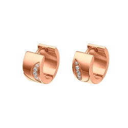 BALCANO - Sunny / Stainless Steel Hoop Earrings With Cubic Zirconia Gemstones, 18K Rose Gold Plated