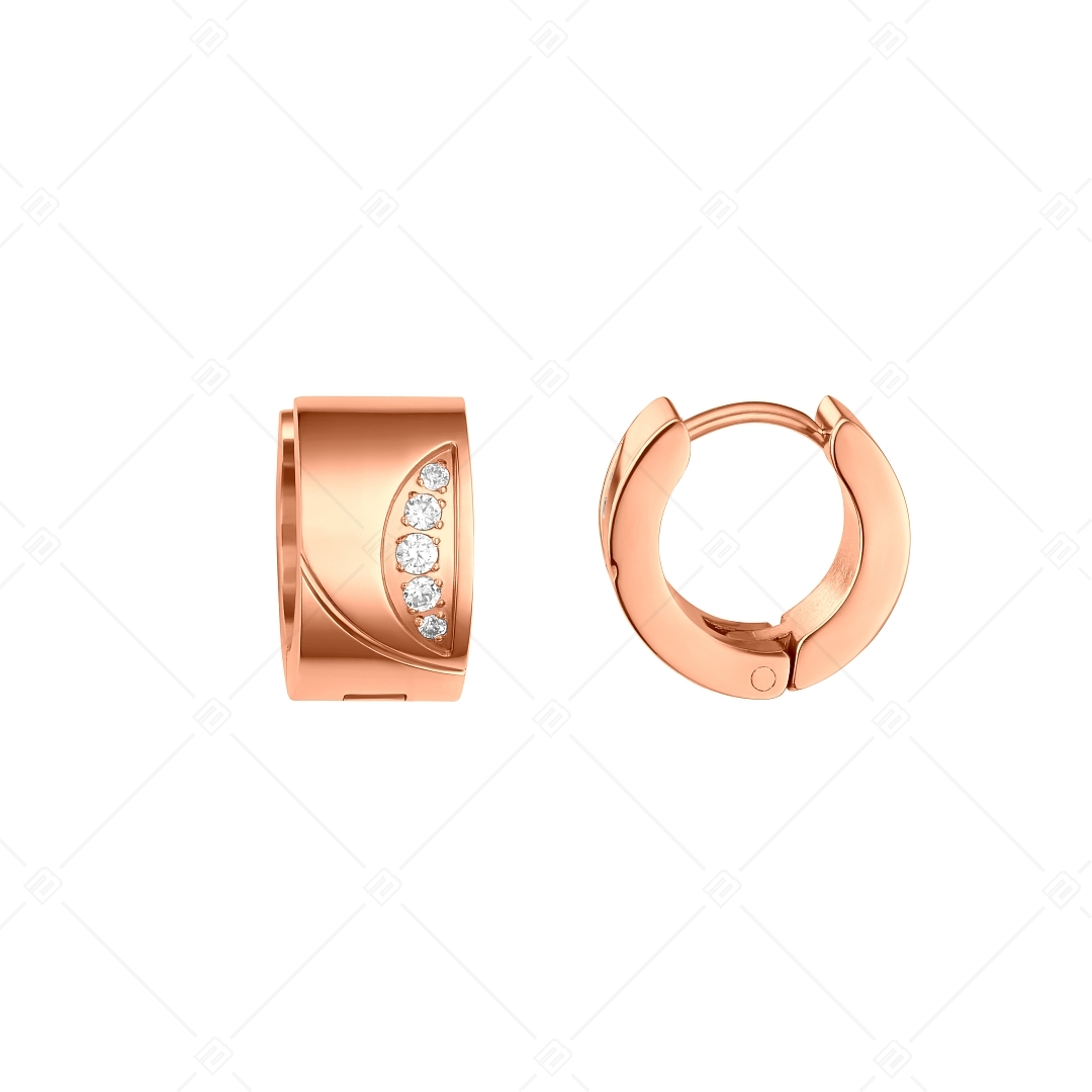 BALCANO - Sunny / Stainless Steel Hoop Earrings With Cubic Zirconia Gemstones, 18K Rose Gold Plated (141255BC96)