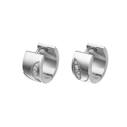 BALCANO - Sunny / Stainless Steel Hoop Earrings With Cubic Zirconia Gemstones, High Polished