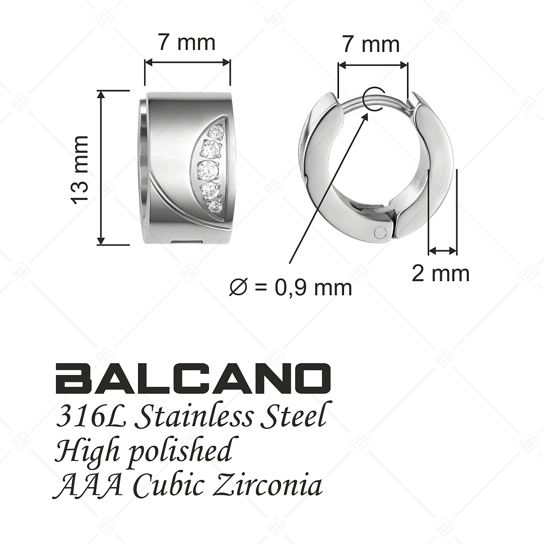 BALCANO - Sunny / Boucles d'oreilles cercles en acier inoxydable avec pierres précieuses zirconium avec hautement polie (141255BC97)