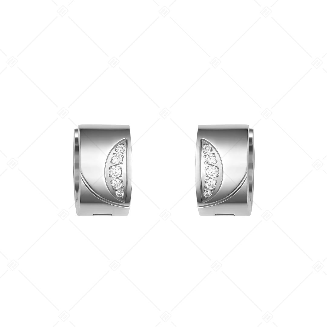 BALCANO - Sunny / Boucles d'oreilles cercles en acier inoxydable avec pierres précieuses zirconium avec hautement polie (141255BC97)