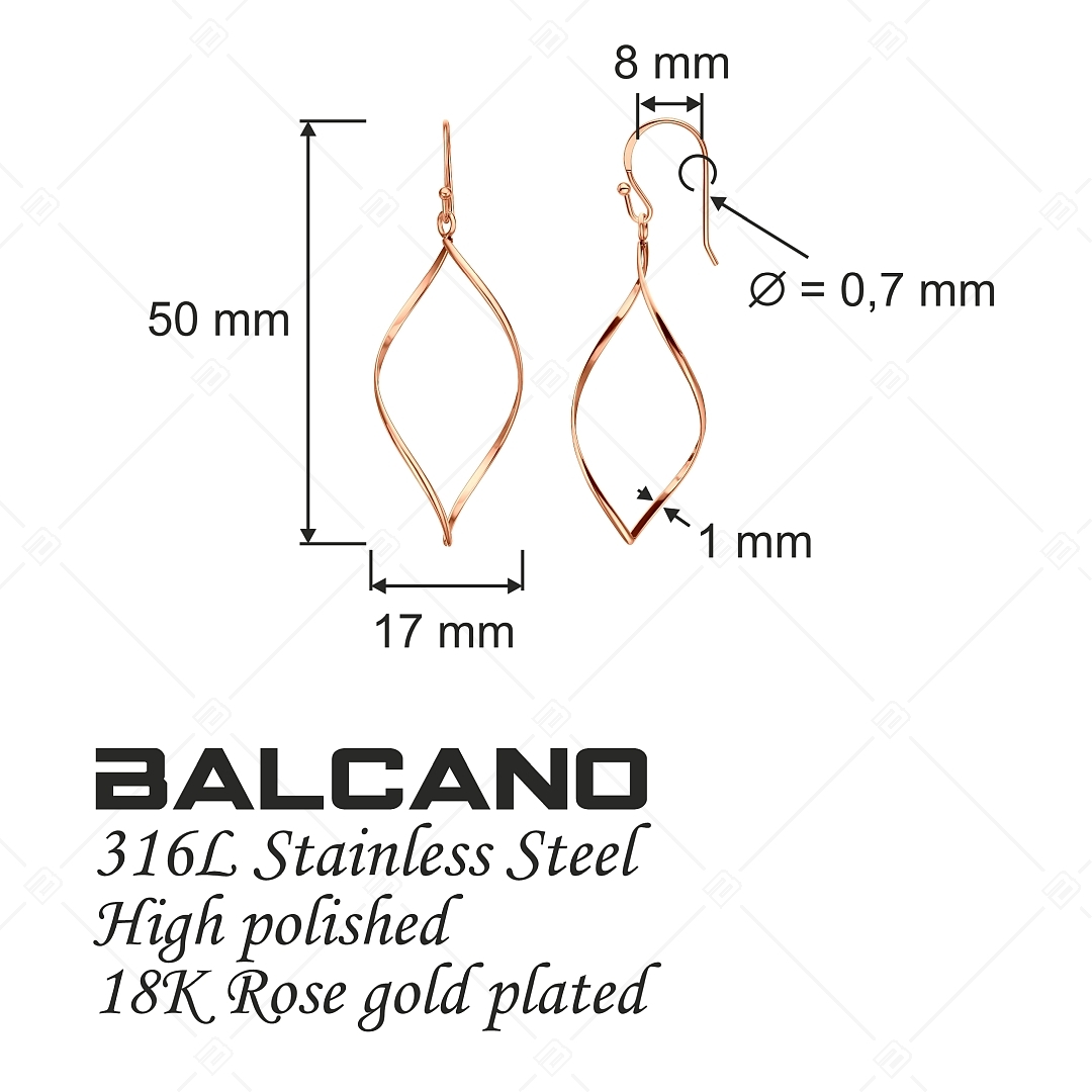 BALCANO - Claire / Boucles d'oreilles pendantes en acier inoxydable, plaqué or rose 18K (141256BC96)