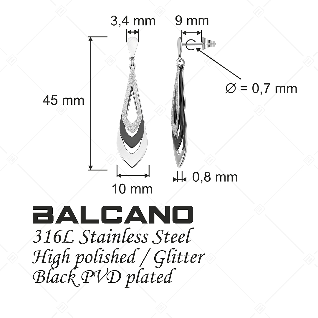 BALCANO - Sydney / Boucles d'oreilles pendantes en acier inoxydable, avec hautement polie, plaqué PVD noir (141257BC97)