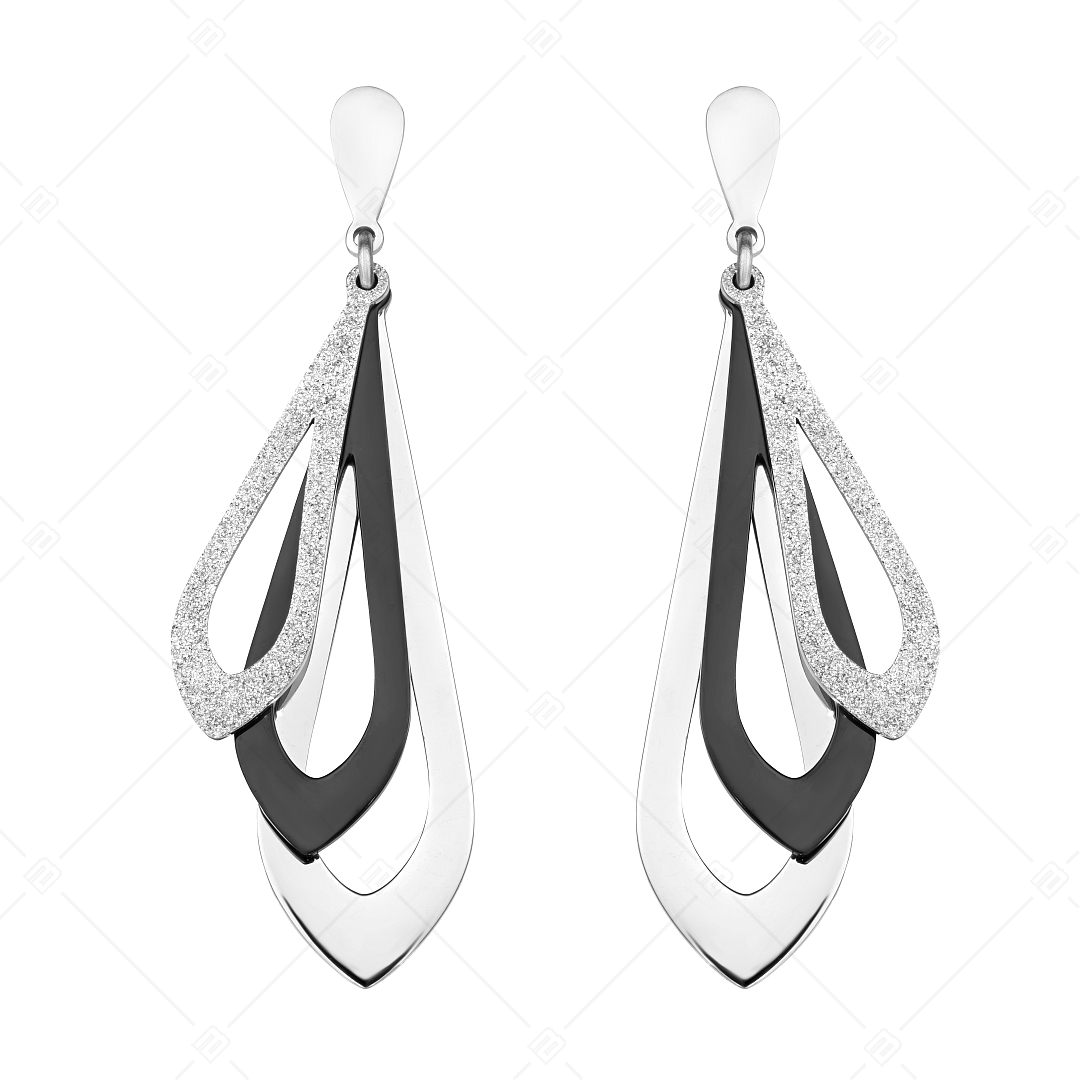 BALCANO - Sydney / Tröpfchenförmige Hängende Edelstahl Ohrringe, mit Hochglanzpolierung und Schwarze PVD Beschichtung (141257BC97)
