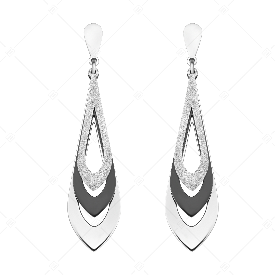 BALCANO - Sydney / Drop Shaped Dangling Stainless Steel Earrings With High Polish and Black PVD Plated (141257BC97)