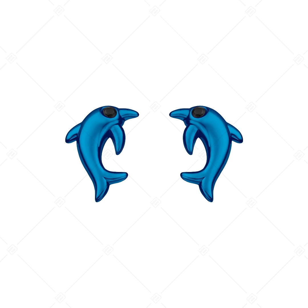 BALCANO - Dolphin / Boucles d'oreilles en acier inoxydable avec pierres précieuses zirconium, plaqué PVD bleu (141258BC44)