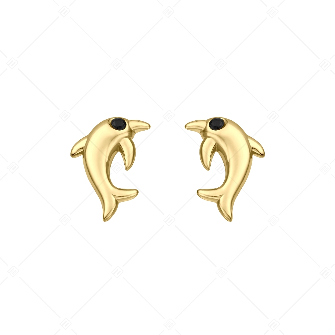 BALCANO - Dolphin / Boucles d'oreilles en acier inoxydable avec pierres précieuses zirconium, plaqué or 18K (141258BC88)