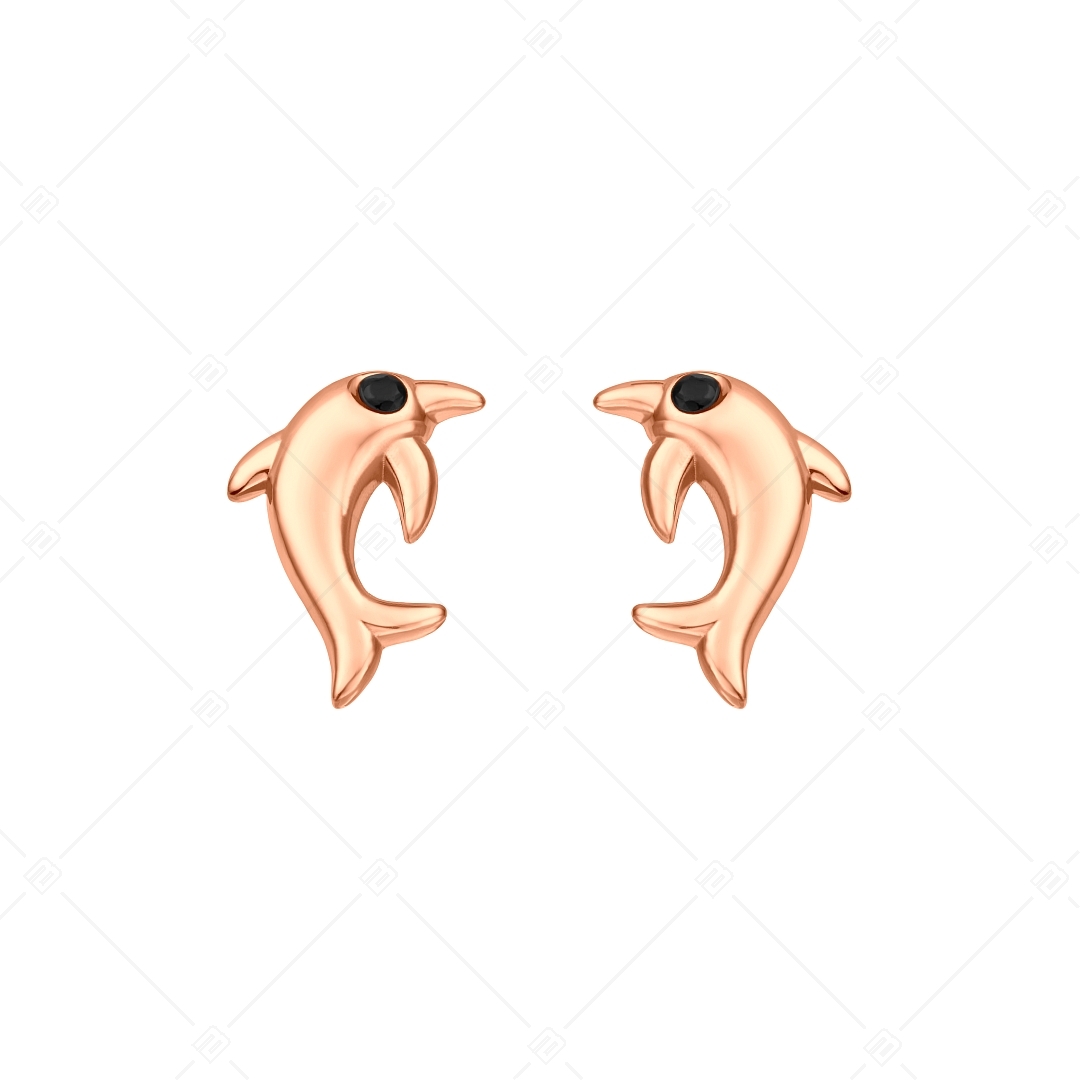 BALCANO - Dolphin / Boucles d'oreilles en acier inoxydable avec pierres précieuses zirconium, plaqué or rose 18K (141258BC96)