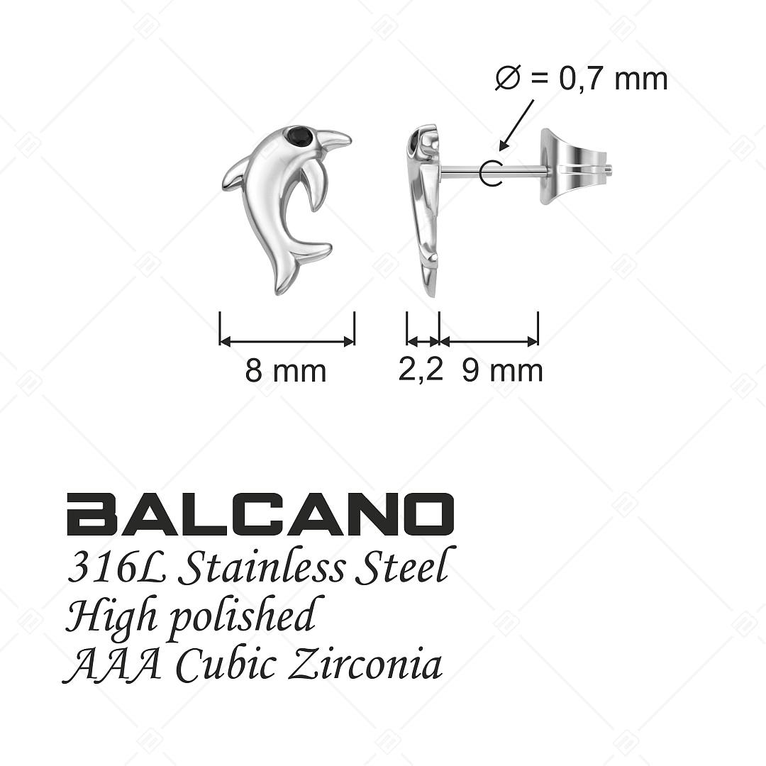 BALCANO - Dolphin / Boucles d'oreilles en acier inoxydable avec pierres précieuses zirconium (141258BC97)