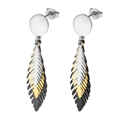 BALCANO - Pluma / Three Coloured Bird Feather Dangling Stainless Steel Earrings