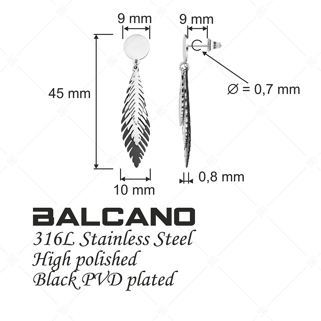 BALCANO - Pluma / Boucles d'oreilles pendantes en acier inoxydable avec plumes d'oiseaux bicolores (141259BC97)