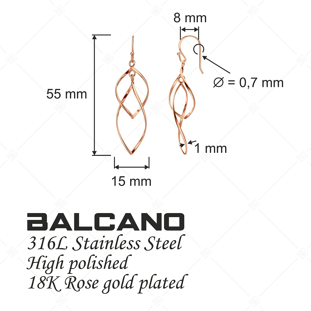 BALCANO - Vivienne / Dangling Stainless Steel Earrings, 18K Rose Gold Plated (141260BC96)