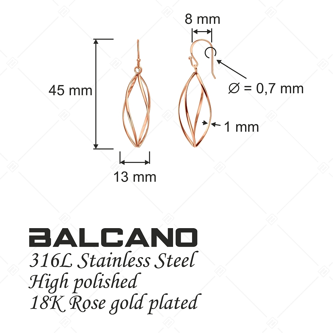 BALCANO - Isabelle / Dangling Stainless Steel Earrings, 18K Rose Gold Plated (141261BC96)