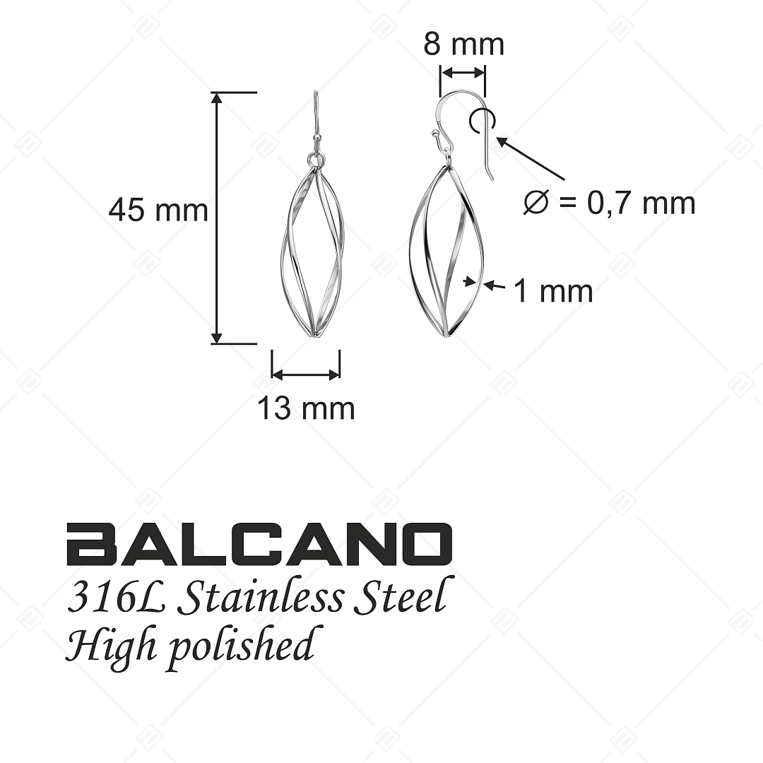 BALCANO - Isabelle / Boucles d'oreilles pendantes en acier inoxydable, avec une finition polie (141261BC97)