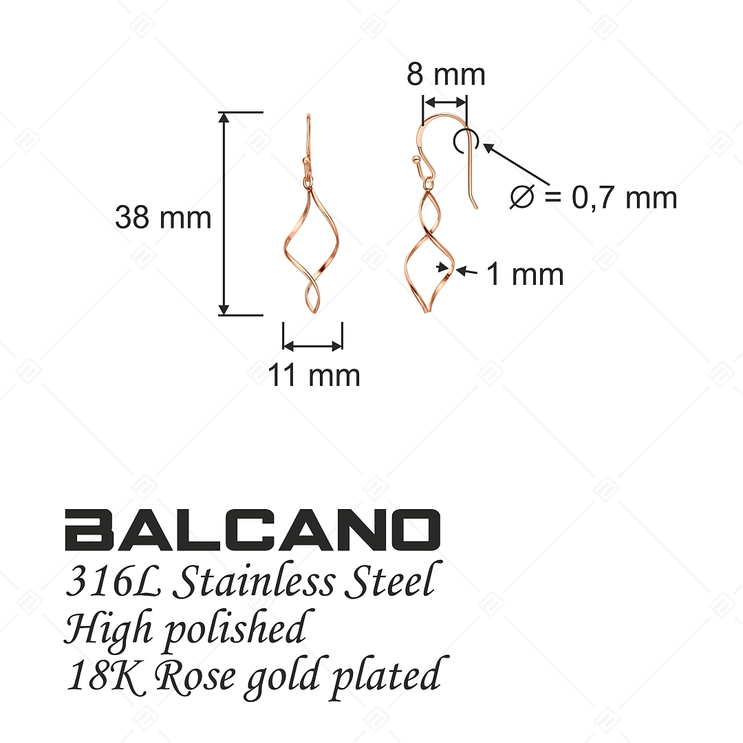 BALCANO - Amy / Dangling Stainless Steel Earrings, 18K Rose Gold Plated (141262BC96)