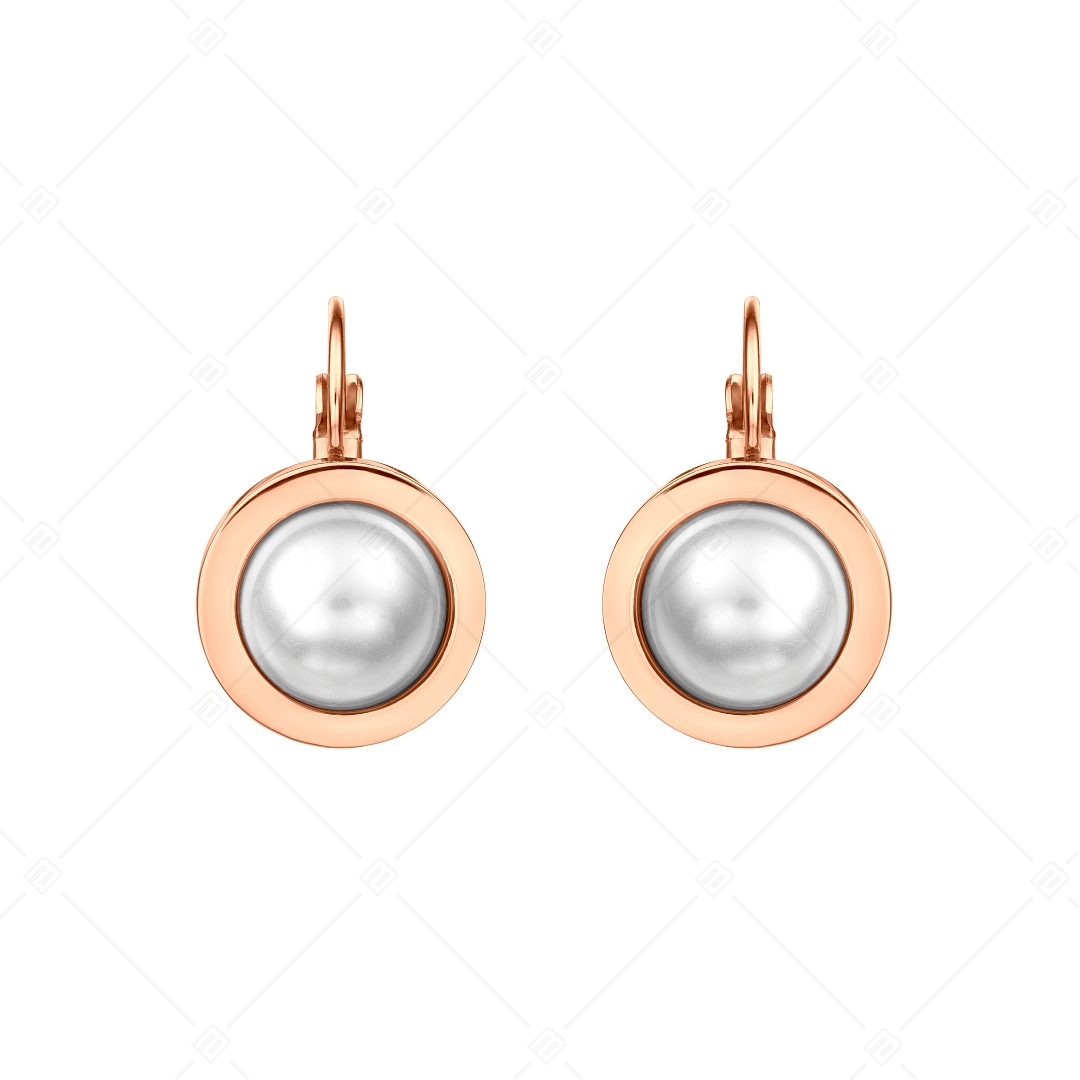 BALCANO - Jacqueline / Boucles d'oreilles en acier précieux avec perles en coquillage, plaqué or rose 18K (141263BC96)