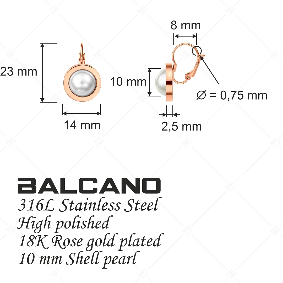 BALCANO - Jacqueline / Stainless Steel Earrings With Shell Pearls 18K Rose Gold Plated (141263BC96)