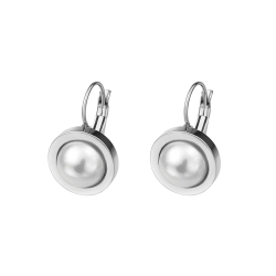 BALCANO - Jacqueline / Boucles d'oreilles en acier précieux avec perles en coquillage, avec hautement polie