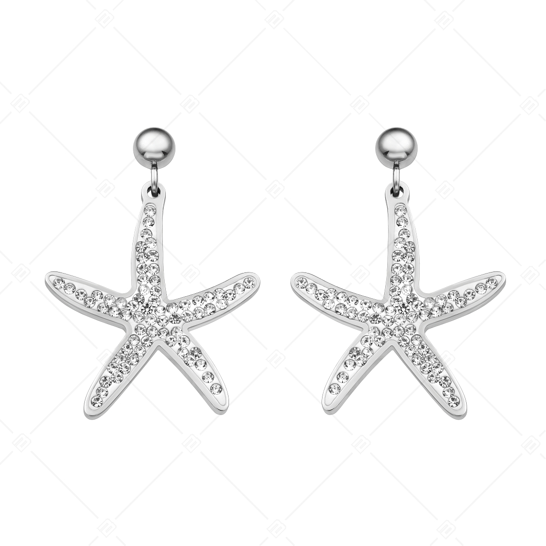 BALCANO - Estelle / Boucles d'oreilles en acier inoxydable en forme d'étoile de mer avec cristaux, avec hautement polie (141264BC97)