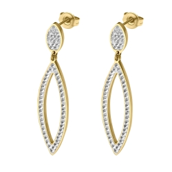 BALCANO - Madelyn / Dangling Stainless Steel Earrings With Crystals, 18K Gold Plated