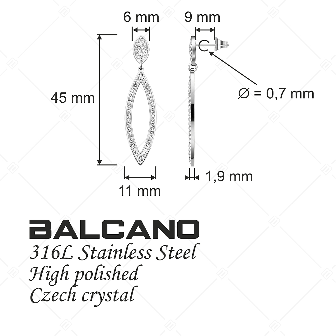 BALCANO - Madelyn / Boucles d'oreilles pendantes en acier inoxydable avec cristaux, avec hautement polie (141266BC97)