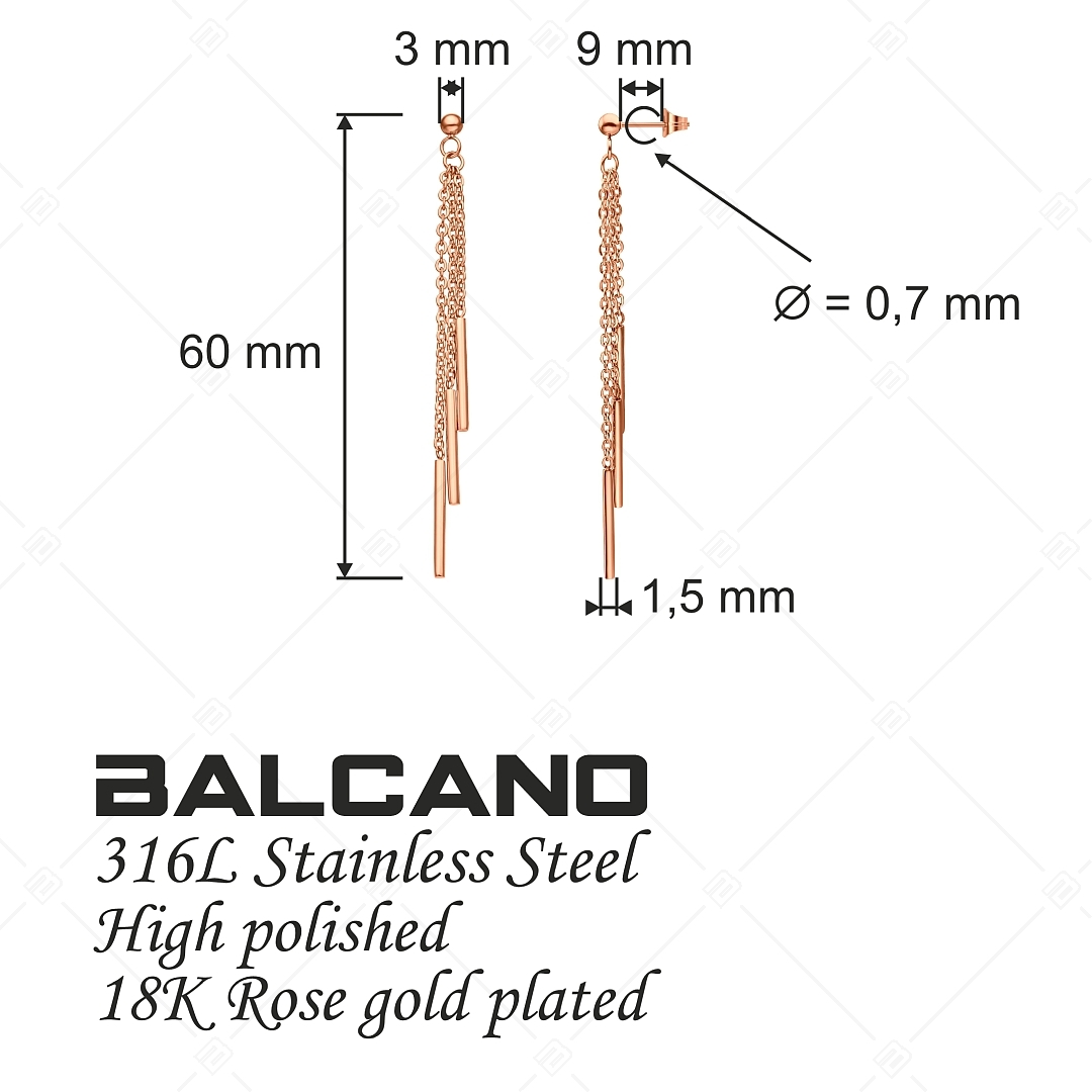 BALCANO - Natalie / Dangling Stainless Steel Earrings, 18K Rose Gold Plated (141267BC96)