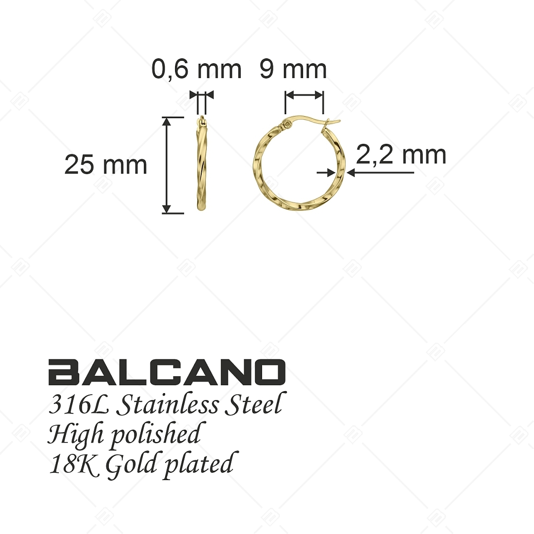 BALCANO - Marie / Edelstahl Band Ohrringe 18K vergoldet (141268BC88)