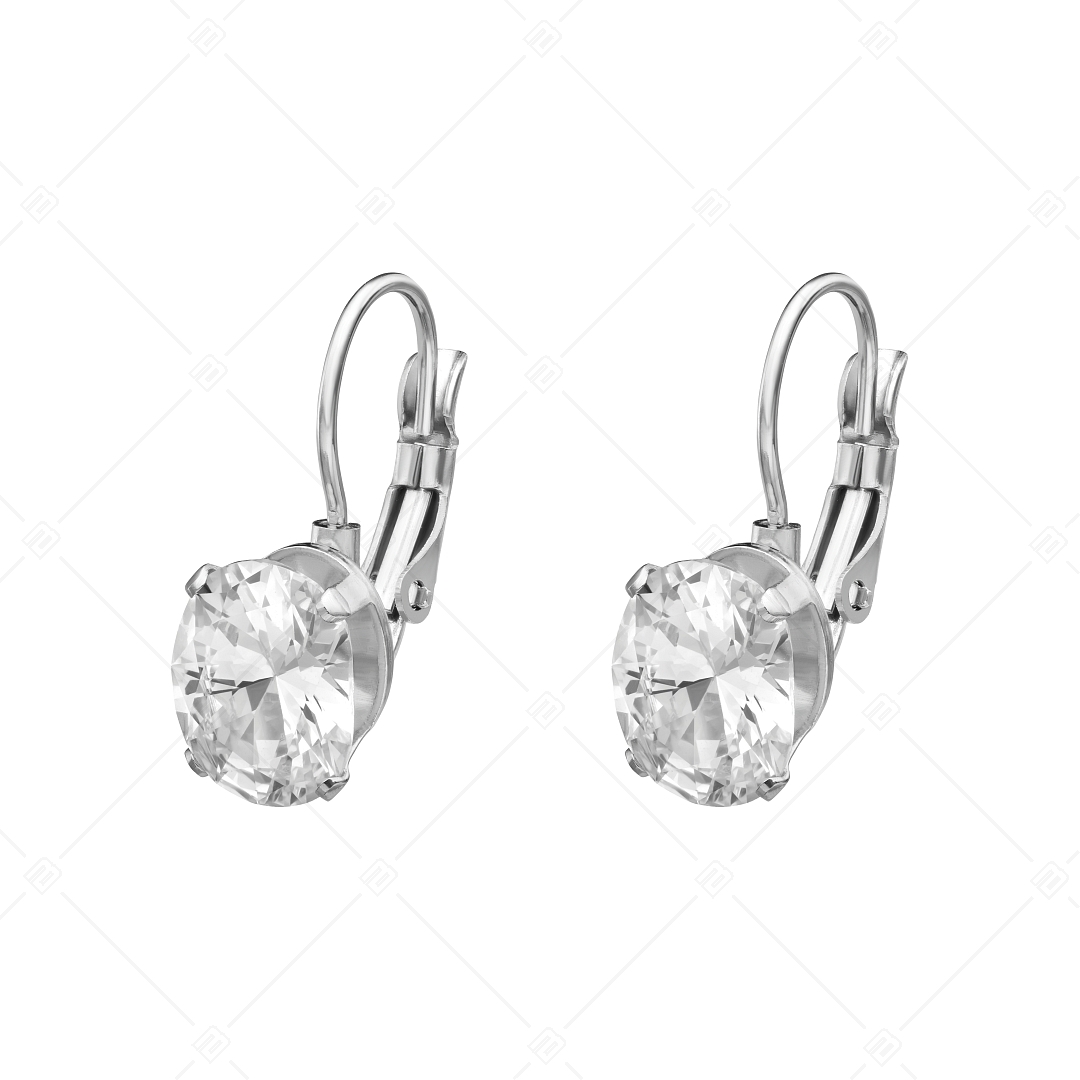 BALCANO - Maggie / Boucles d'oreilles en acier inoxydable avec zircon cubique ovale, avec hautement polie (141269BC00)