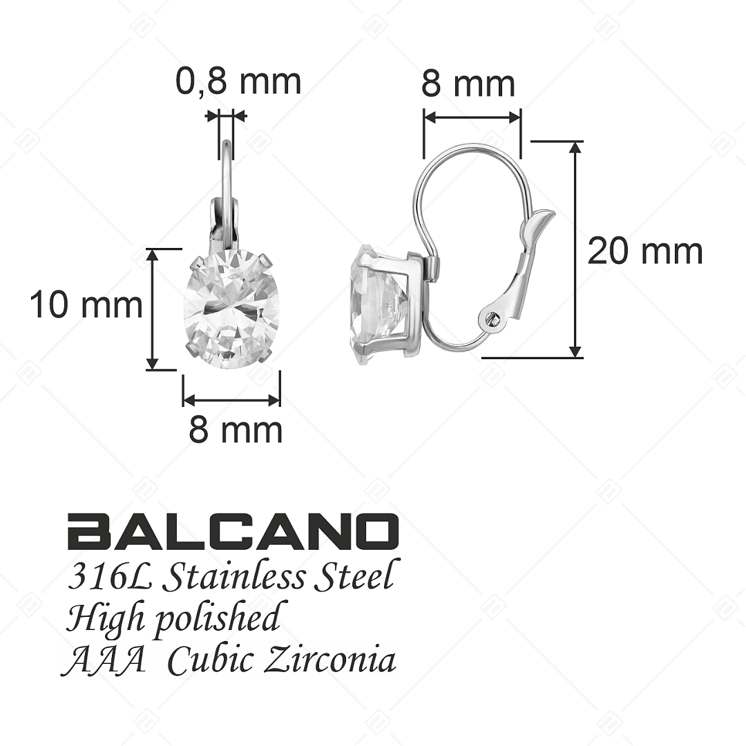 BALCANO - Maggie / Boucles d'oreilles en acier inoxydable avec zircon cubique ovale, avec hautement polie (141269BC00)