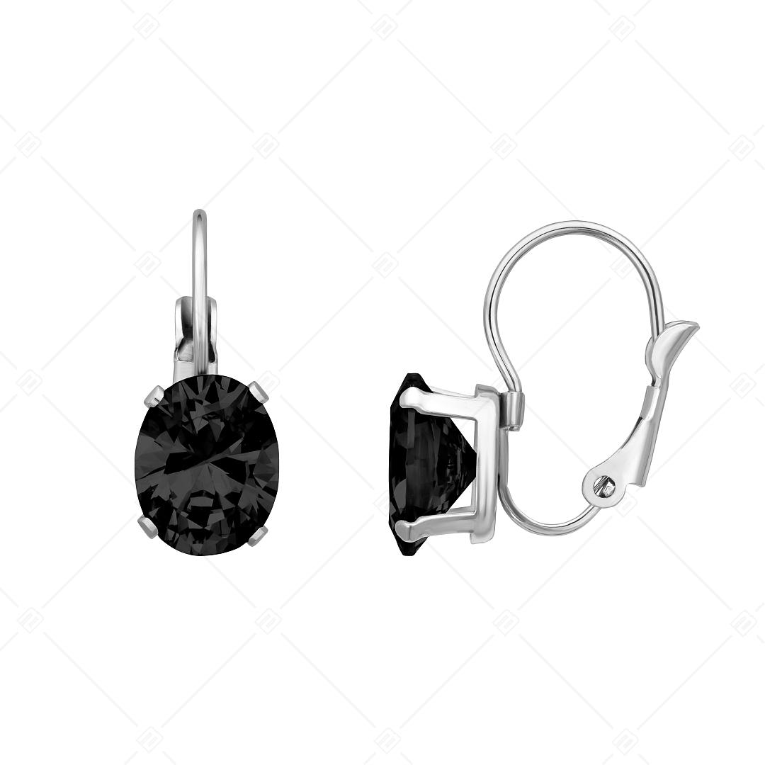 BALCANO - Maggie / Boucles d'oreilles en acier inoxydable avec zircon cubique ovale, avec hautement polie (141269BC11)
