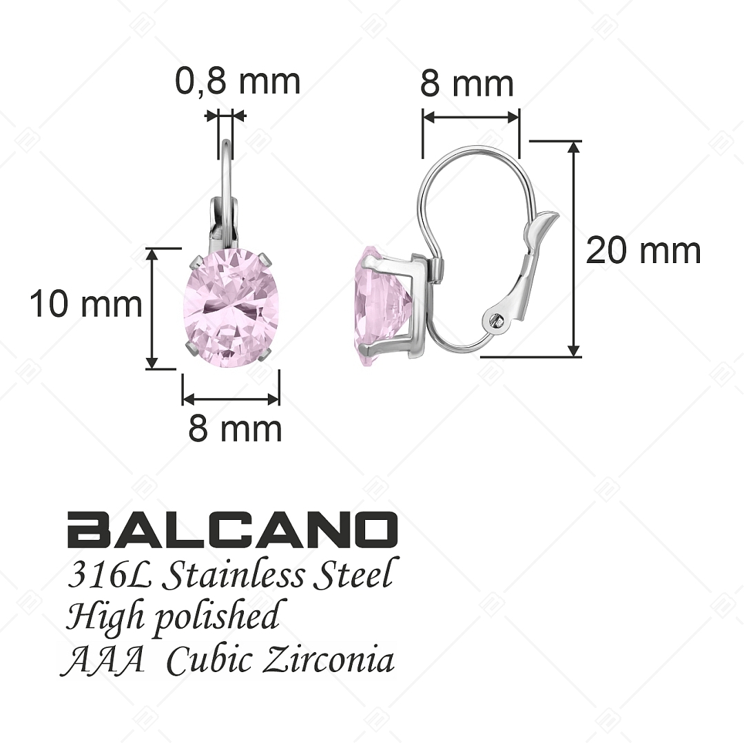 BALCANO - Maggie / Stainless Steel Earrings With Oval Cubic Zirconia Gemstone, High Polished (141269BC28)