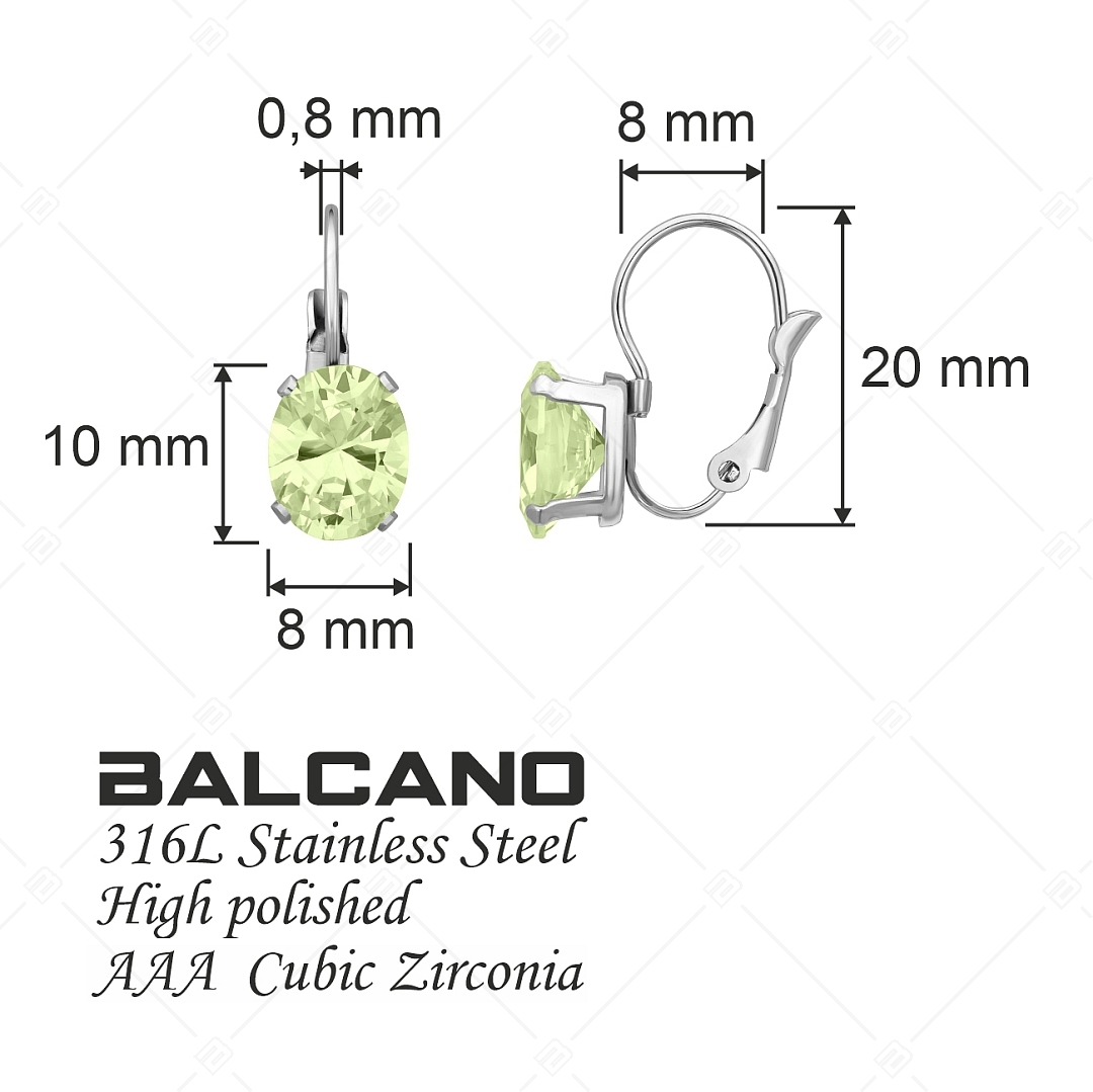 BALCANO - Maggie / Stainless Steel Earrings With Oval Cubic Zirconia Gemstone, High Polished (141269BC38)