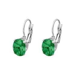 BALCANO - Maggie / Stainless Steel Earrings With Oval Cubic Zirconia Gemstone, High Polished
