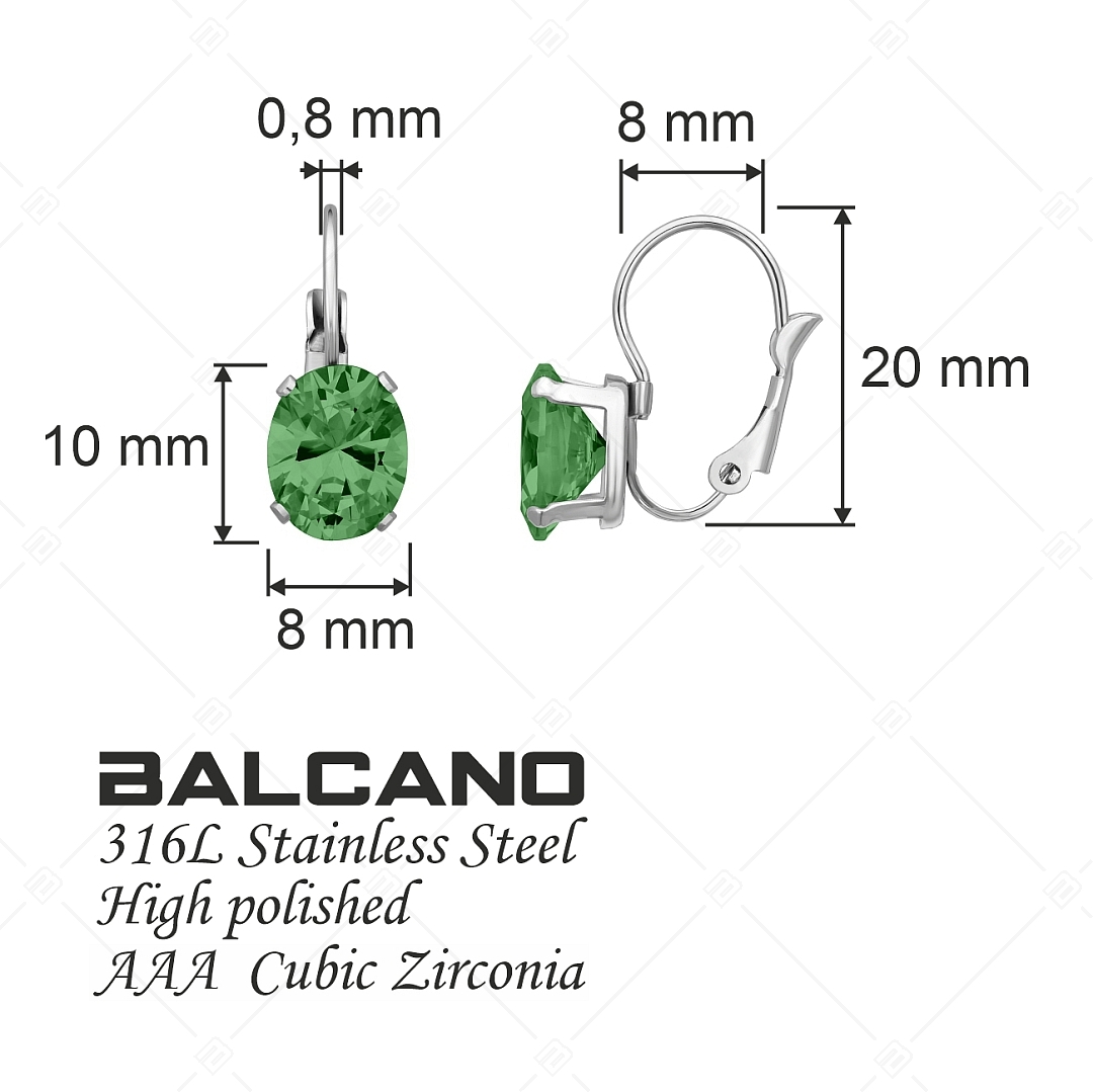 BALCANO - Maggie / Boucles d'oreilles en acier inoxydable avec zircon cubique ovale, avec hautement polie (141269BC39)