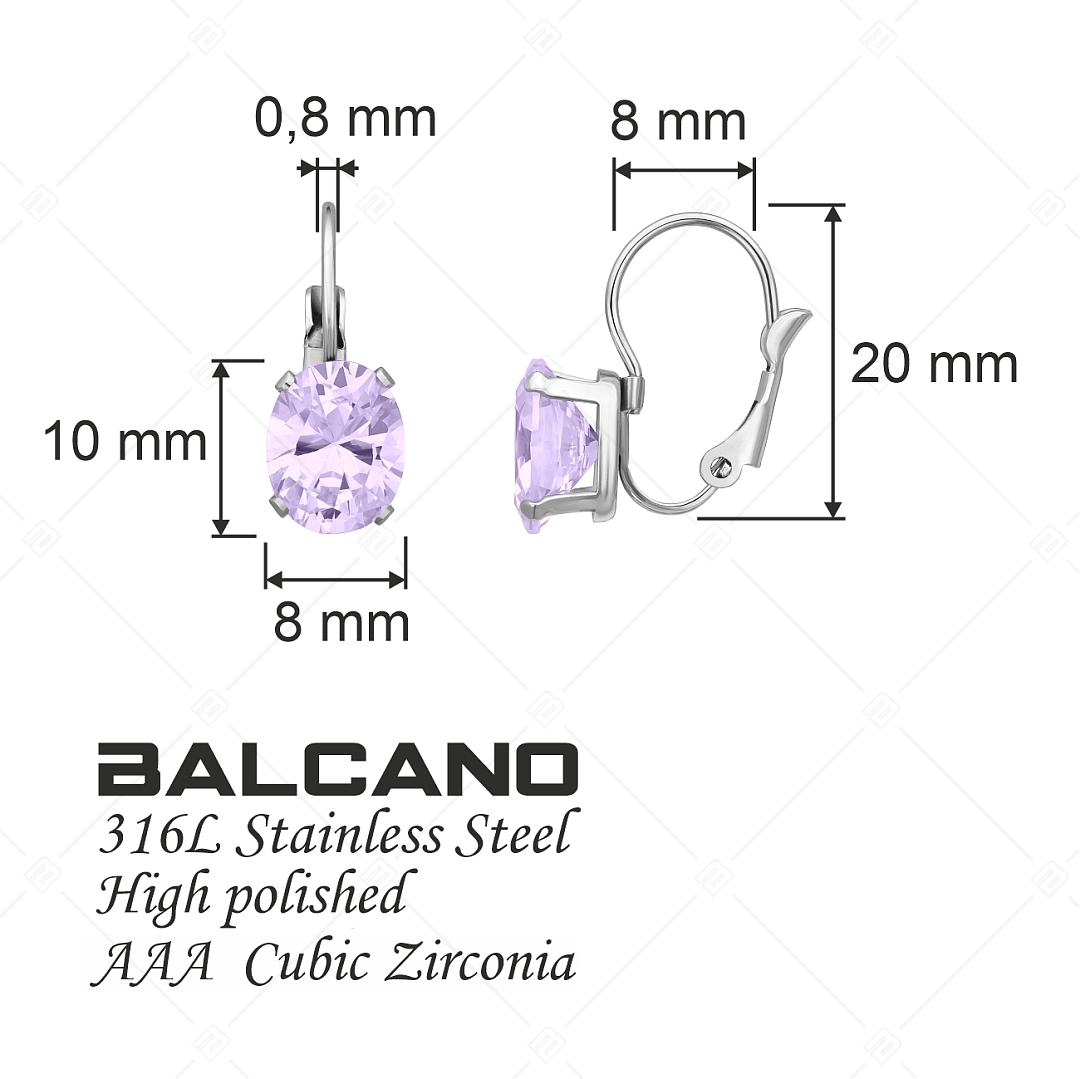 BALCANO - Maggie / Stainless Steel Earrings With Oval Cubic Zirconia Gemstone, High Polished (141269BC77)