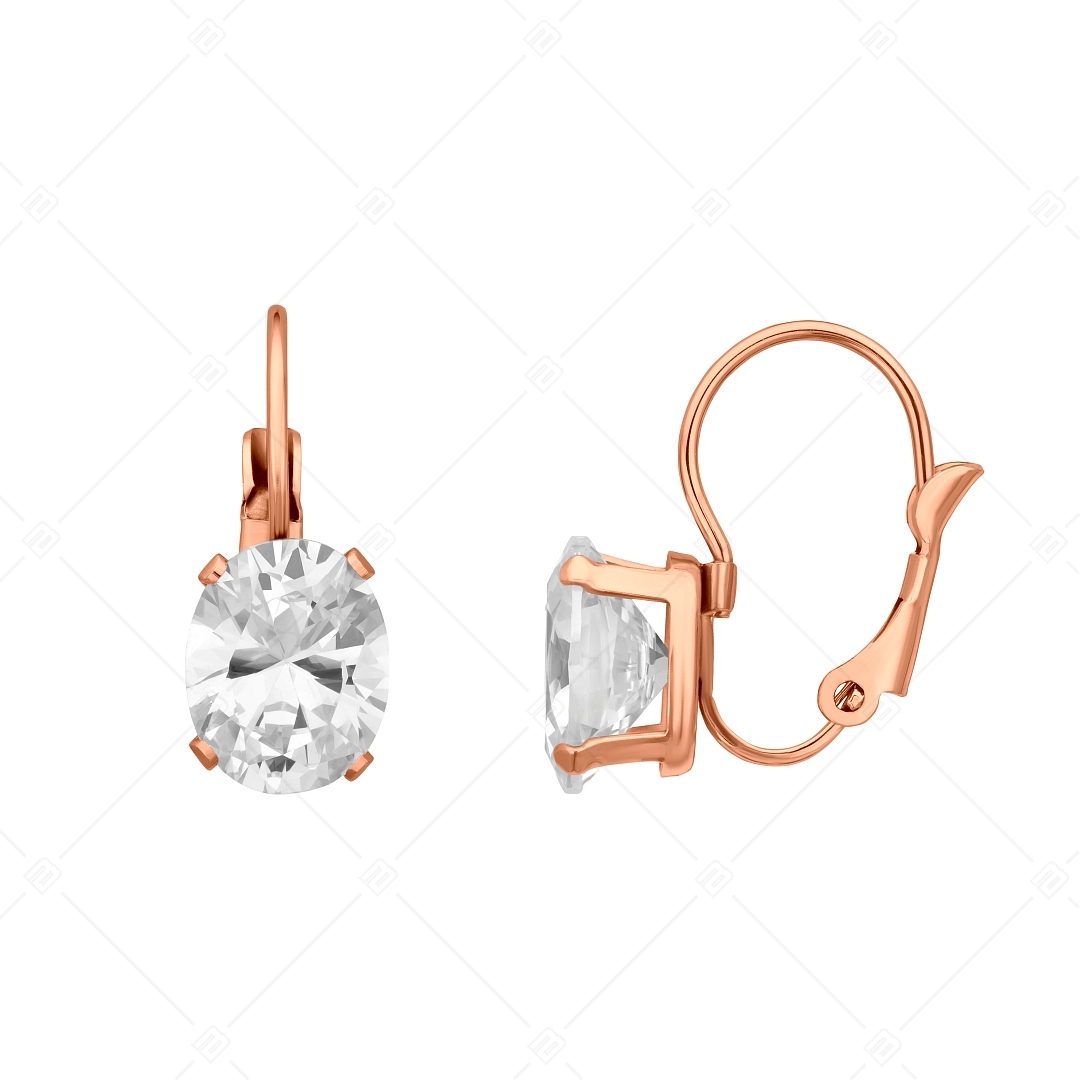BALCANO - Maggie / Stainless Steel Earrings With Oval Cubic Zirconia Gemstone, 18K Rose Gold Plated (141269BC96)