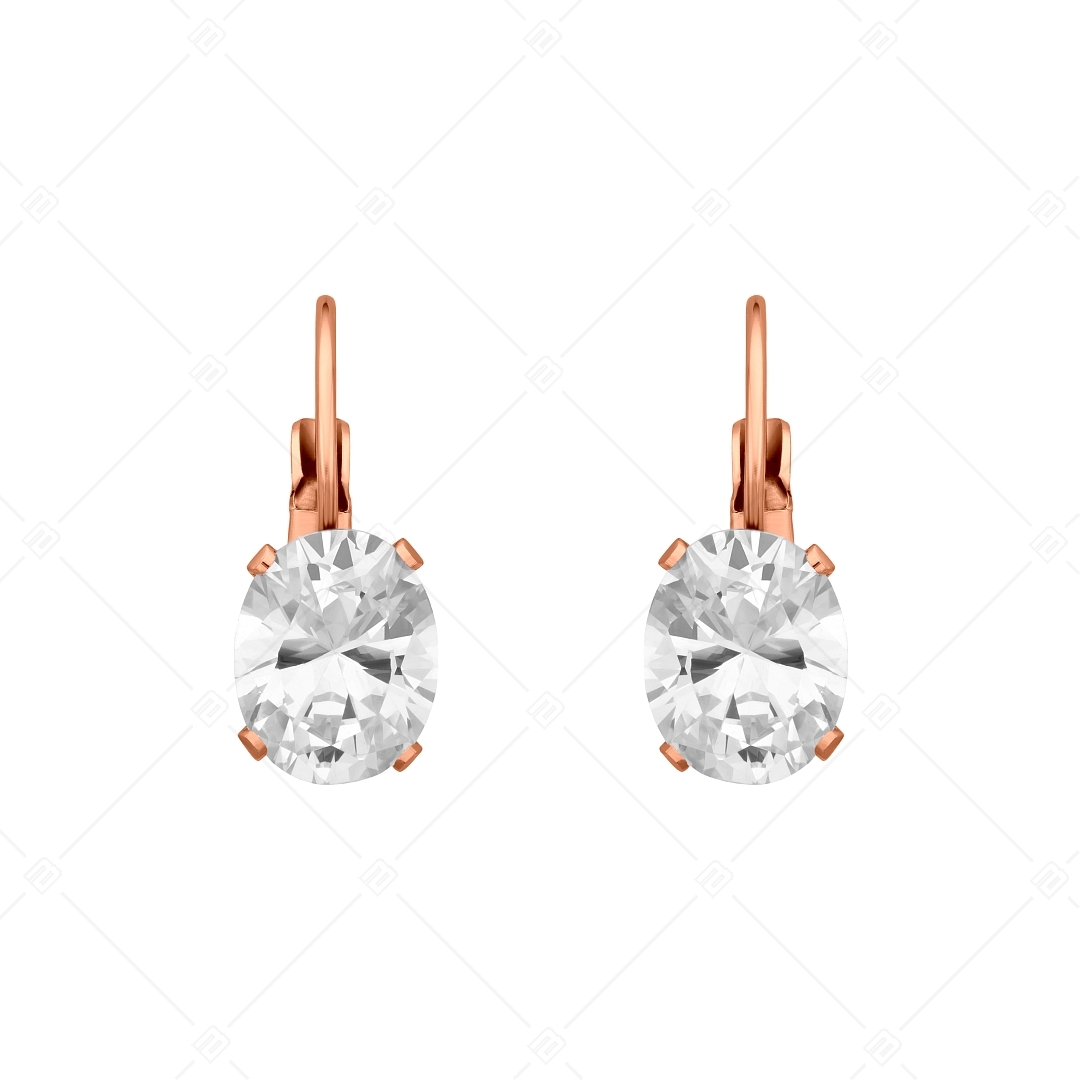 BALCANO - Maggie / Boucles d'oreilles en acier inoxydable avec zircon cubique ovale, plaqué or rose 18K (141269BC96)