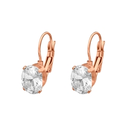 BALCANO - Maggie / Stainless Steel Earrings With Oval Cubic Zirconia Gemstone, 18K Rose Gold Plated