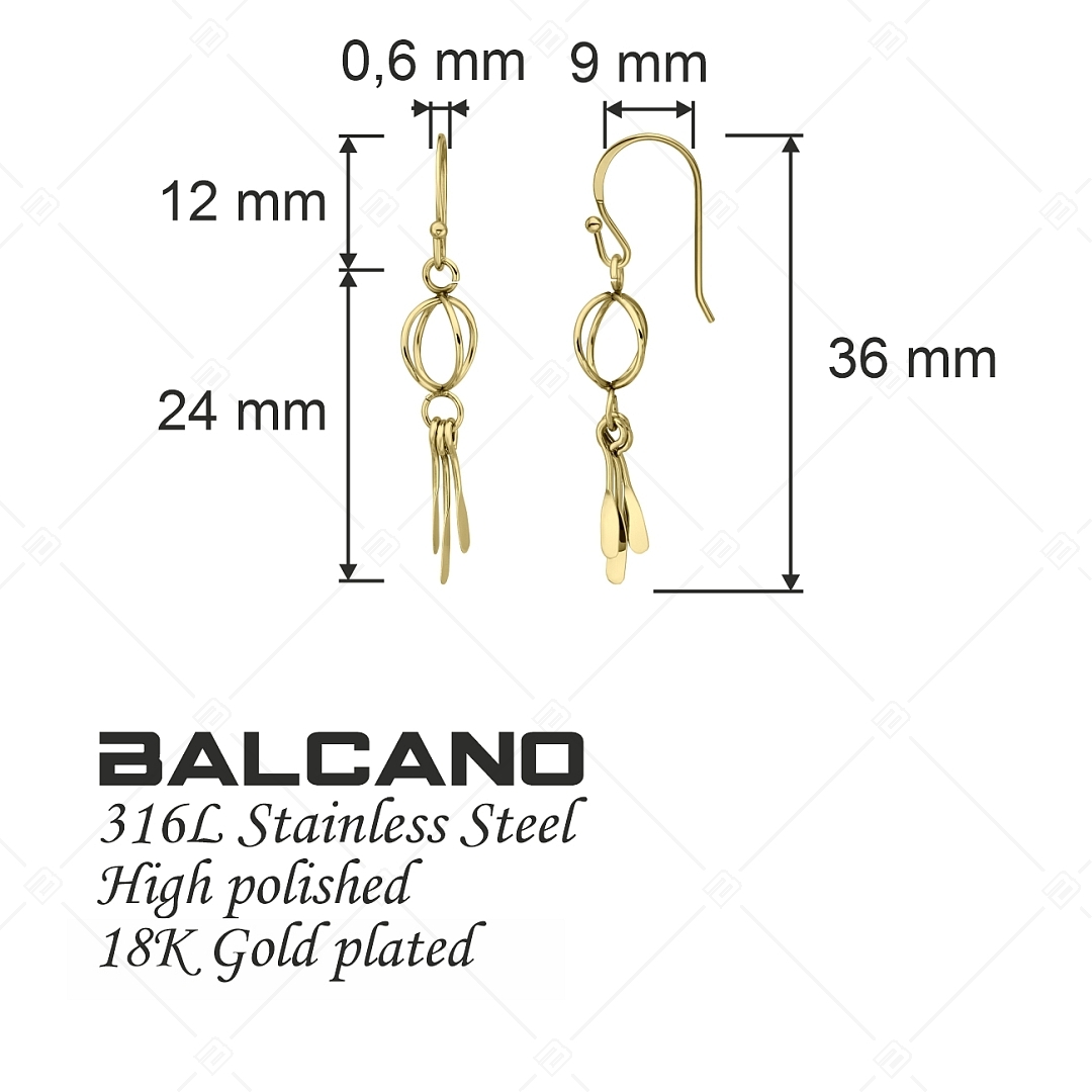 BALCANO - Violette / Unique Dangling Stainless Steel Earrings, 18K Gold Plated (141270BC88)