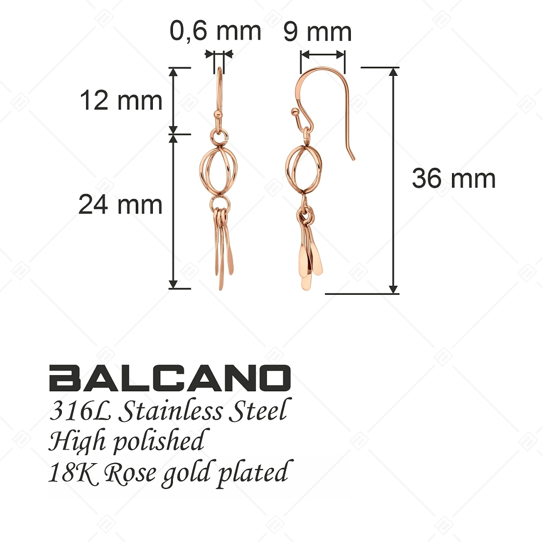 BALCANO - Violette / Boucles d'oreilles pendantes uniques en acier inoxydable, plaqué or rose 18K (141270BC96)