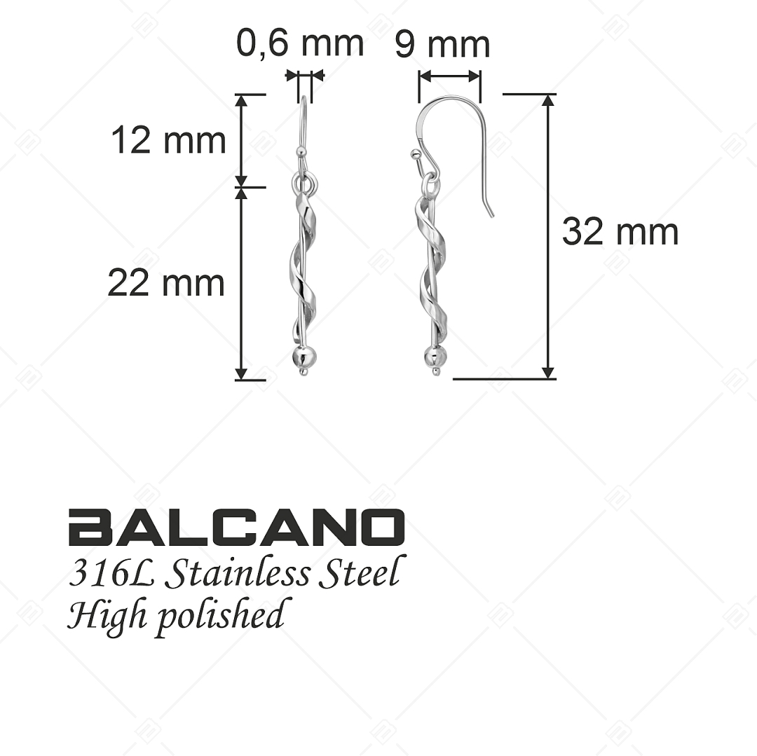 BALCANO - Stacy / Twisted Stainless Steel Dangling Earrings, High Polished (141271BC97)