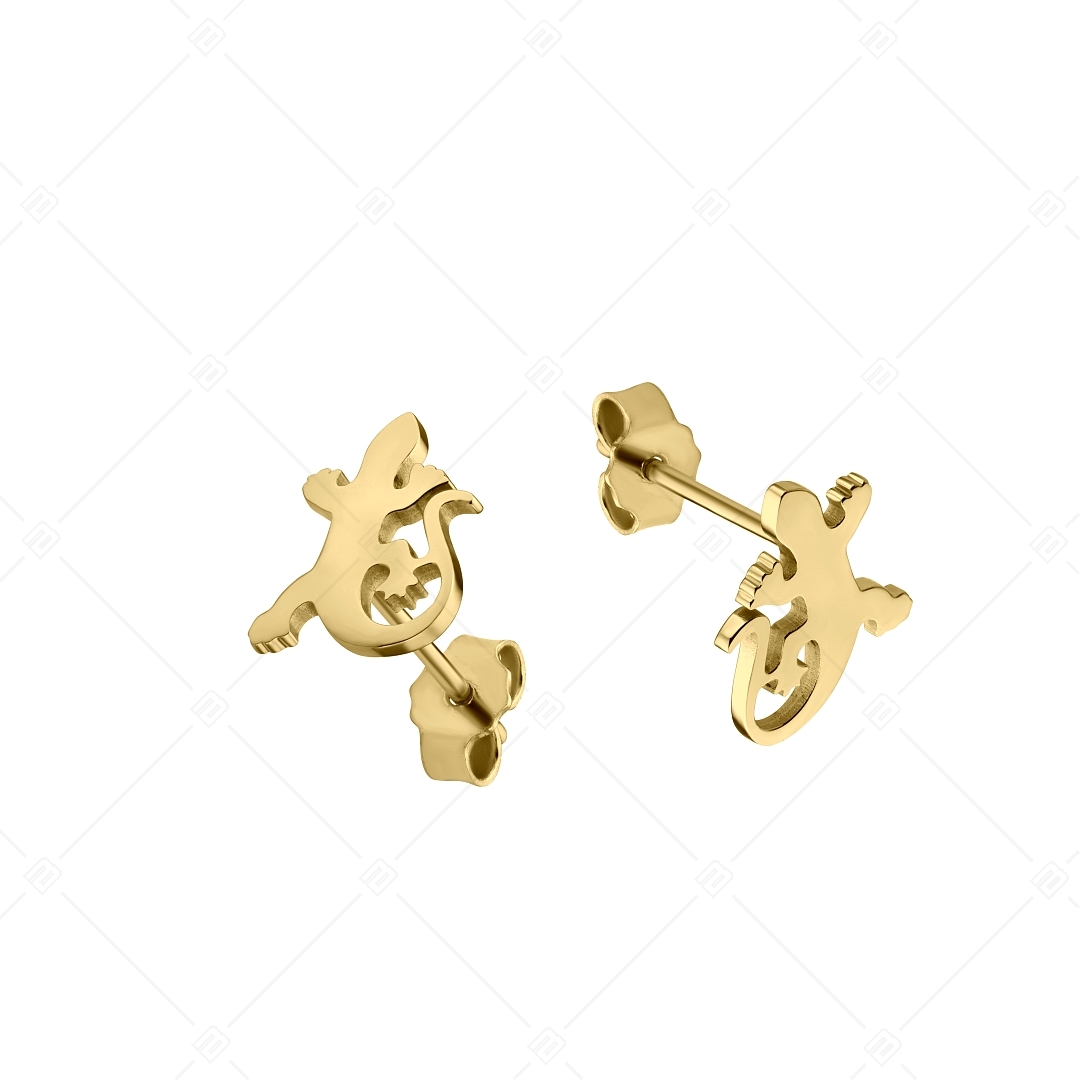 BALCANO - Gecko / Stainless Steel Lizard Earrings, 18K Gold Plated (141272BC88)