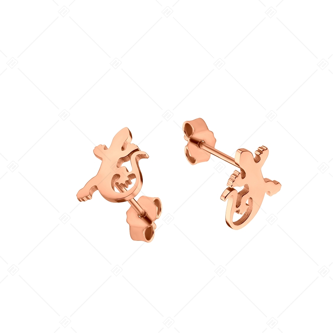 BALCANO - Gecko / Stainless Steel Lizard Earrings, 18K Rose Gold Plated (141272BC96)