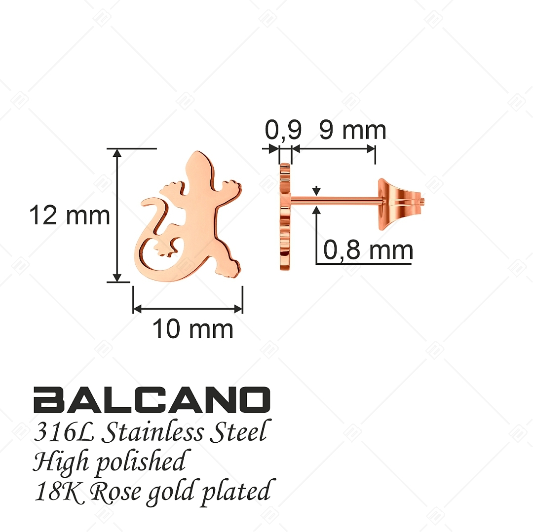 BALCANO - Gecko / Edelstahl Eidechse Ohrstecker mit 18K Roségold Beschichtung (141272BC96)