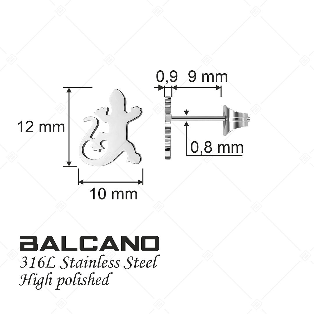 BALCANO - Gecko / Stainless Steel Lizard Earrings, High Polished (141272BC97)