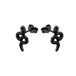 BALCANO - Serpent / Boucles d'oreilles forme serpent, plaqué PVD noir
