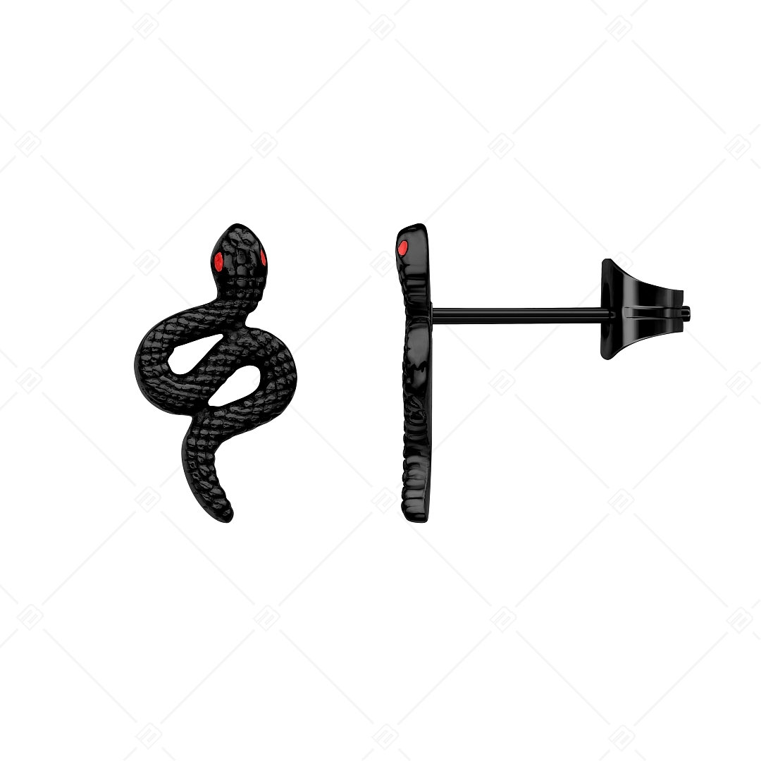 BALCANO - Serpent / Stainless Steel Snake Earrings, Black PVD Plated (141273BC11)