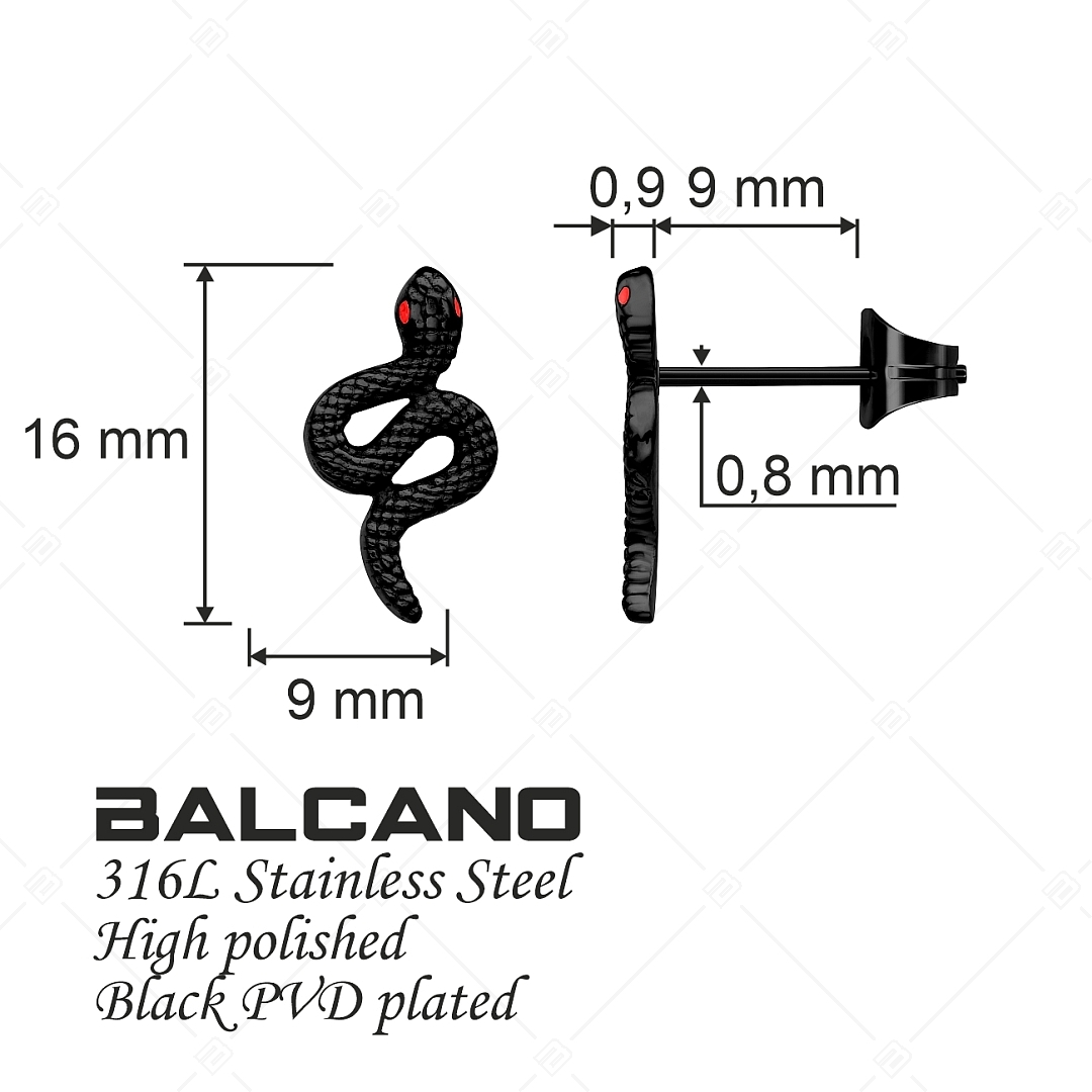 BALCANO - Serpent / Edelstahl Schlange Ohrstecker mit schwarzer PVD Beschichtung (141273BC11)