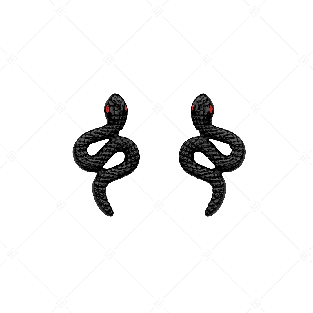 BALCANO - Serpent / Edelstahl Schlange Ohrstecker mit schwarzer PVD Beschichtung (141273BC11)