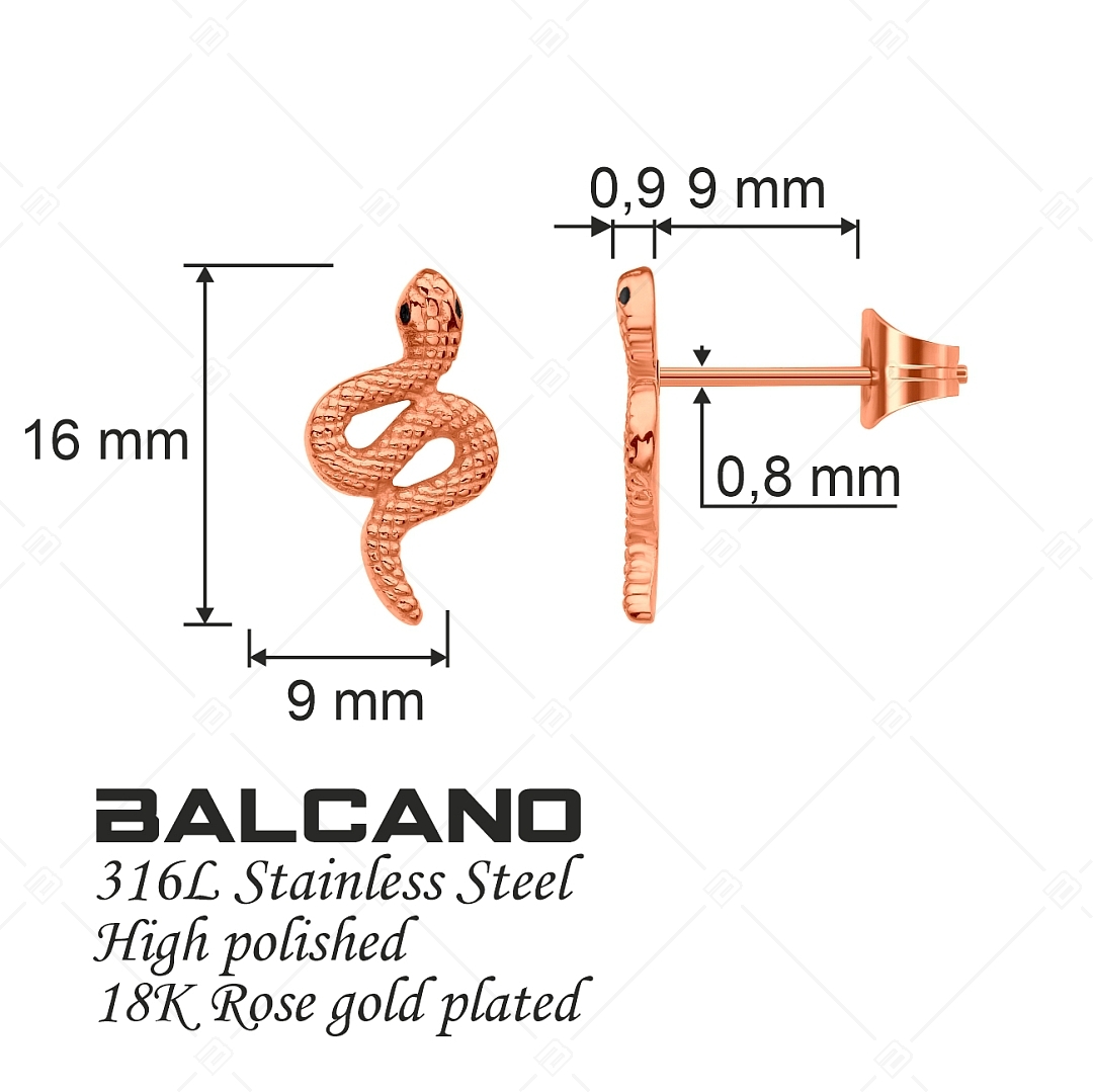 BALCANO - Serpent / Stainless Steel Snake Earrings, 18K Rose Gold Plated (141273BC96)